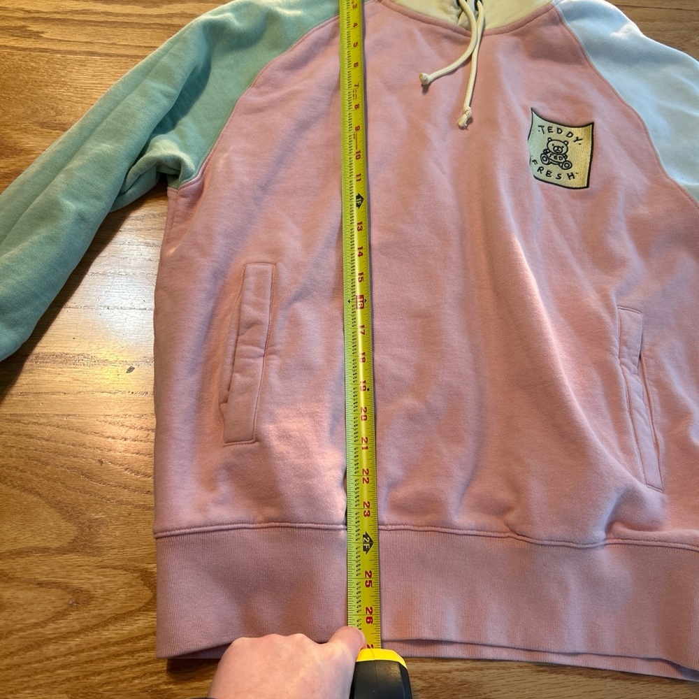 Teddy Fresh Classic Colorblock Hoodie - Pastel Patchwork Pullover - Size Medium - Picture 8 of 8